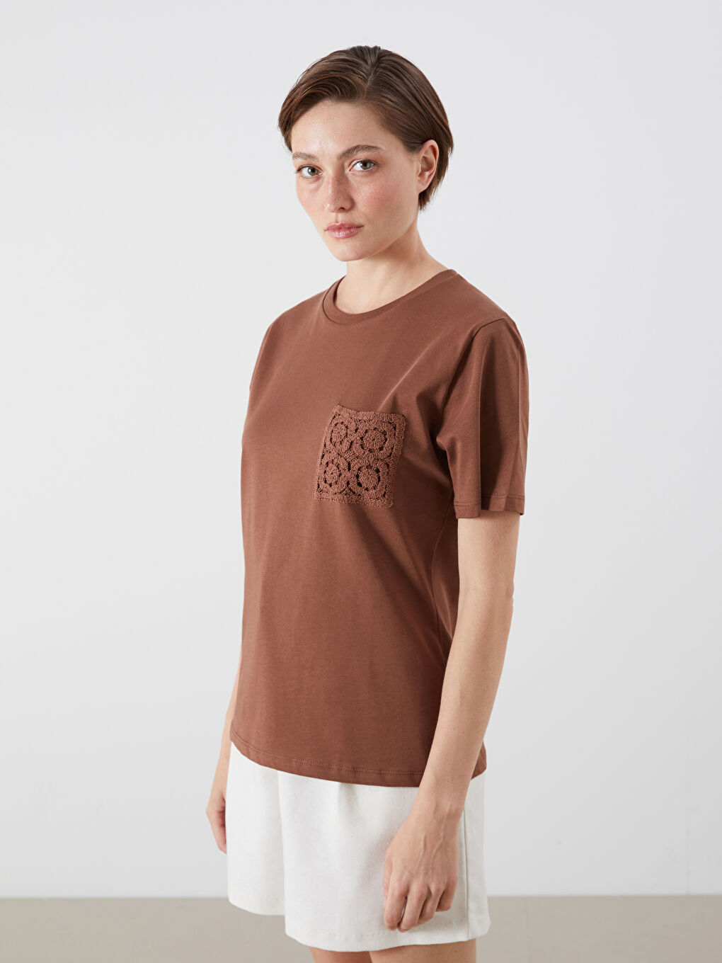 LCW Vision Woman BROWN T-Shirt -S5R548Z8-R1R