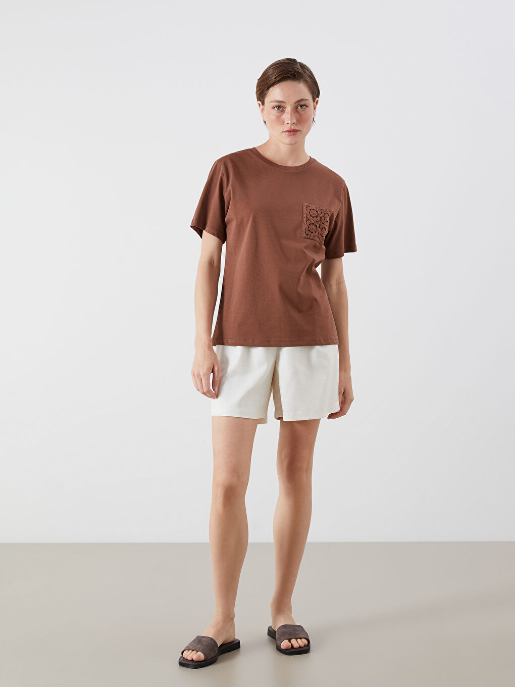 LCW Vision Woman BROWN T-Shirt -S5R548Z8-R1R