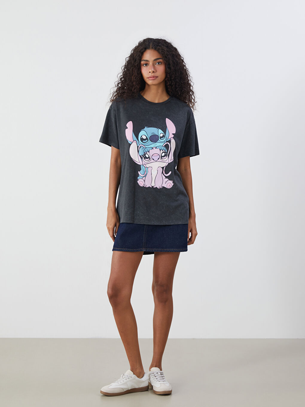 Crew Neck Lilo & Stitch Printed Women's T-Shirt -S5R557Z8-VDL