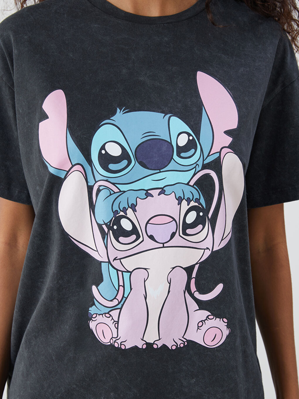 Crew Neck Lilo & Stitch Printed Women's T-Shirt -S5R557Z8-VDL
