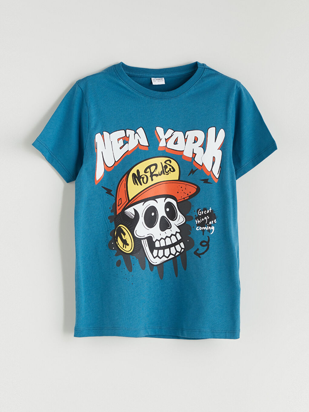 Crew Neck New York Printed Boys' Shorts Pyjamas Set -S5R579Z4-HBE