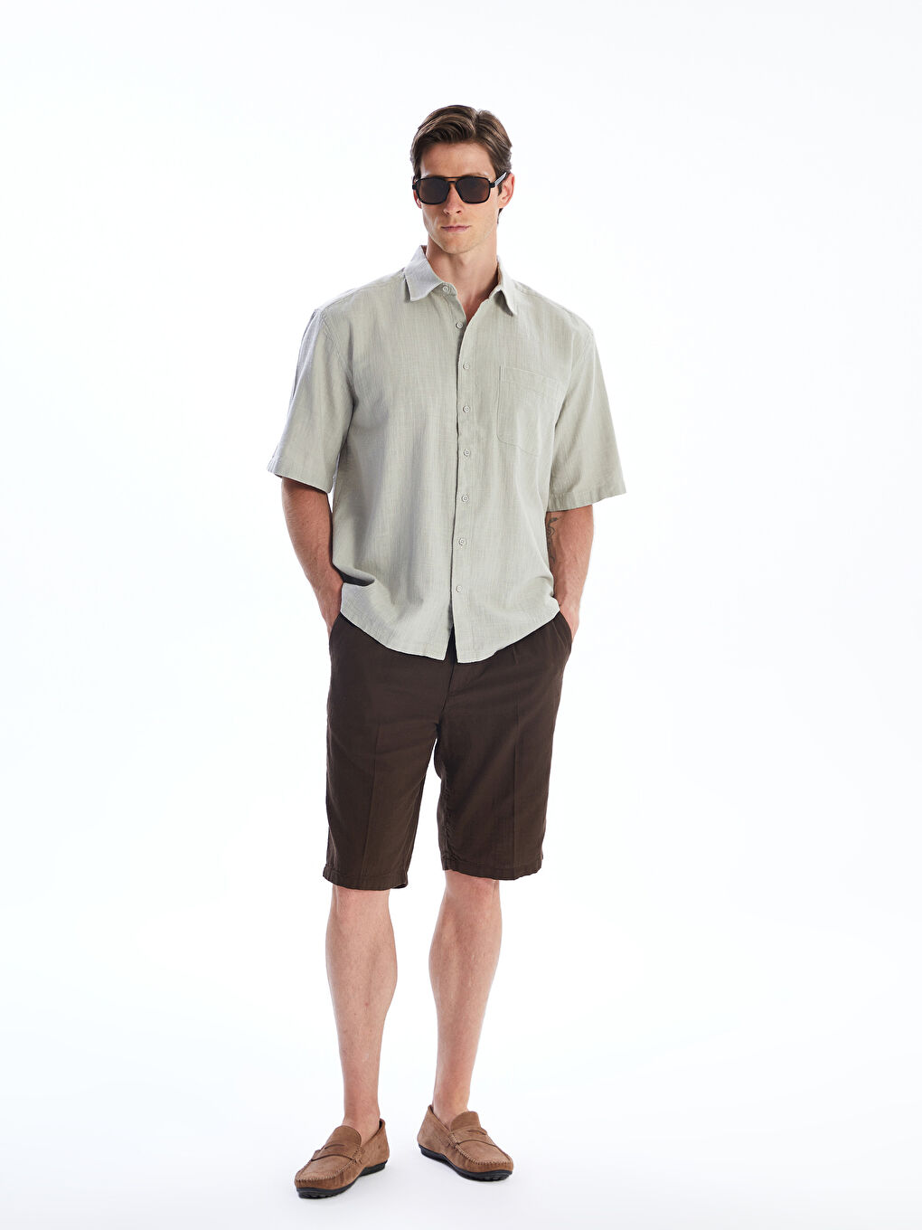 Kahverengi Standart Kalıp Erkek Şort