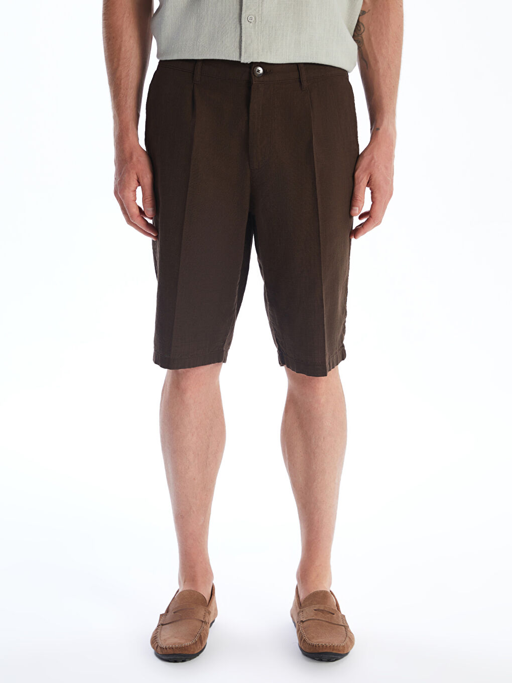 Kahverengi Standart Kalıp Erkek Şort-1