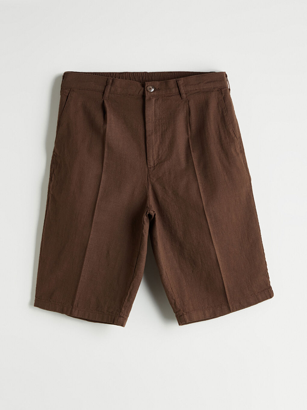 Kahverengi Standart Kalıp Erkek Şort-4