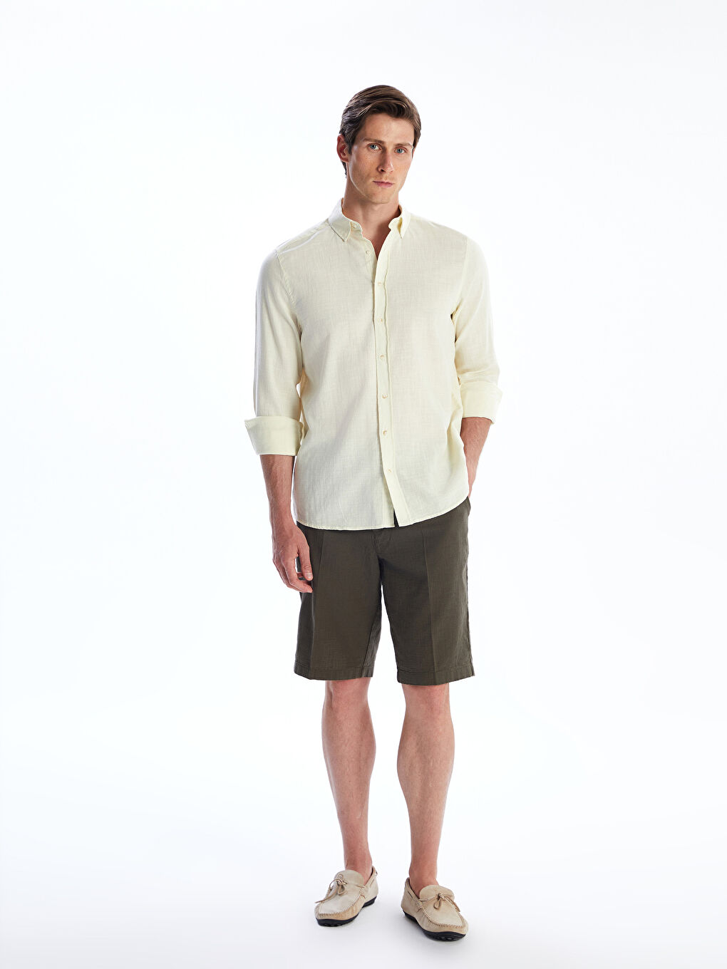 Haki Standart Kalıp Erkek Şort