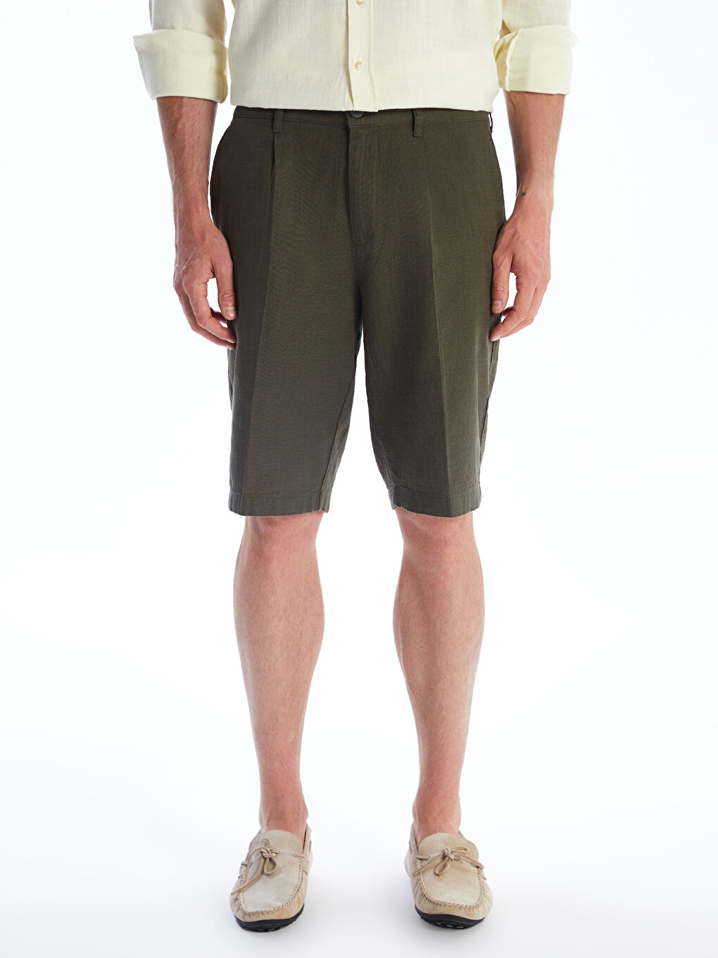 Haki Standart Kalıp Erkek Şort-1