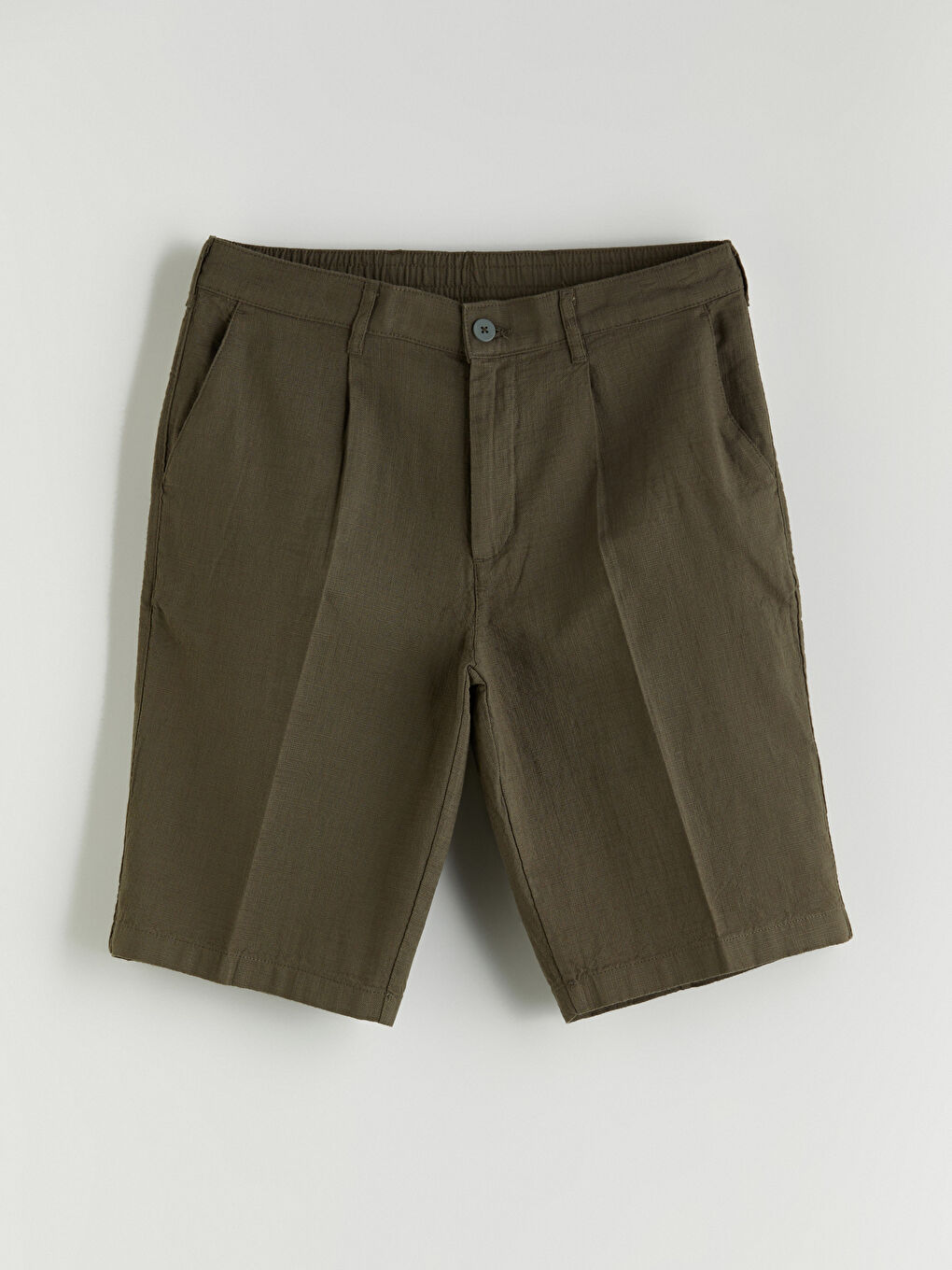 Haki Standart Kalıp Erkek Şort-4