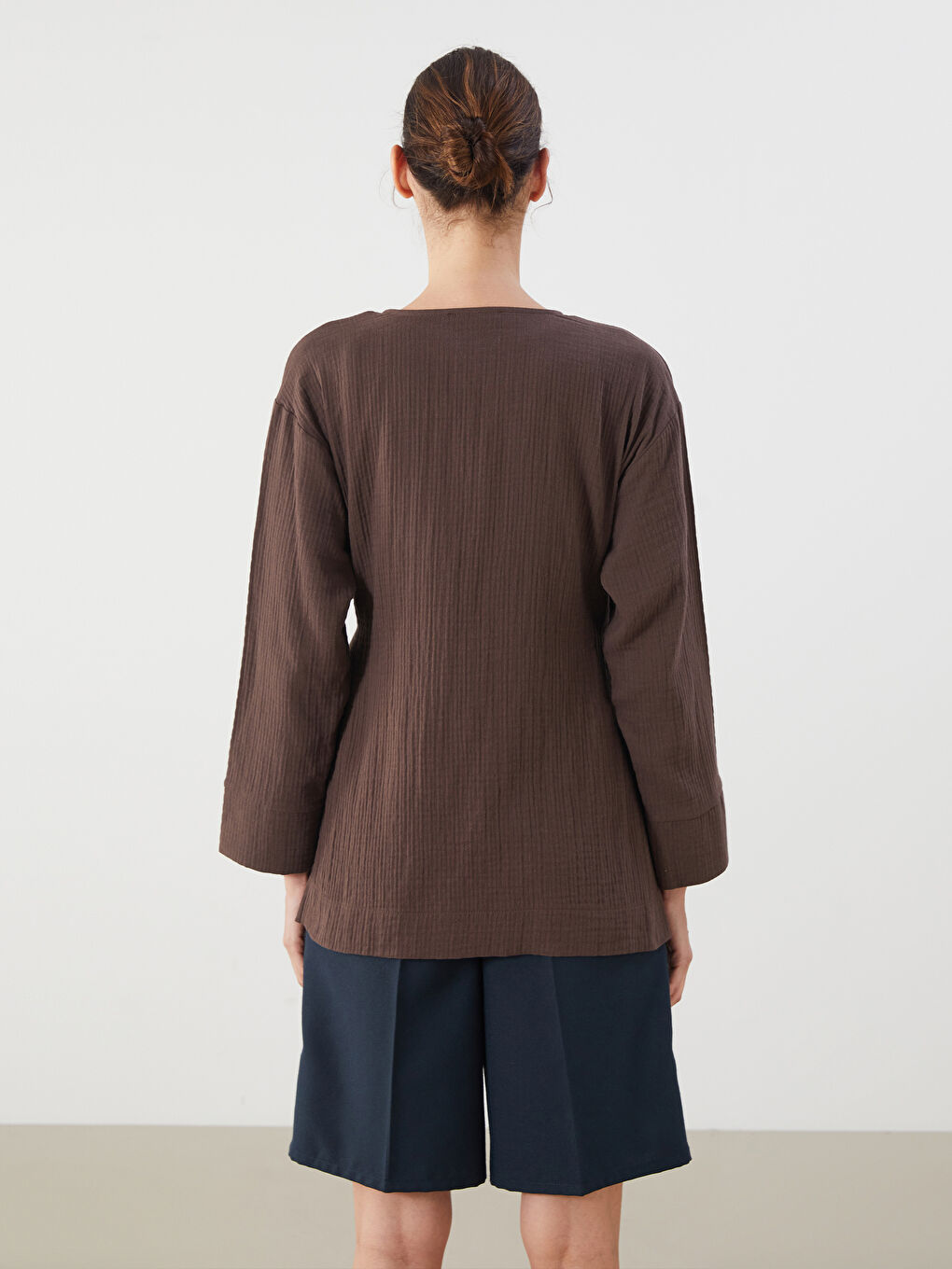 Double Breasted Textured Slit Detail Women's Kimono-7