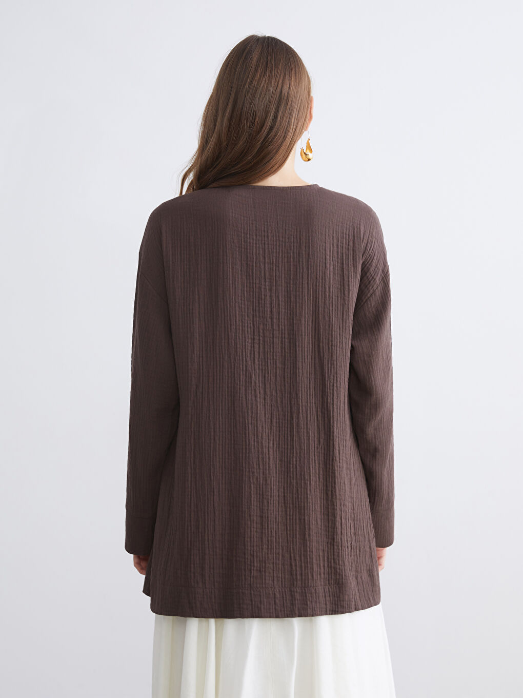 Double Breasted Textured Slit Detail Women's Kimono-6