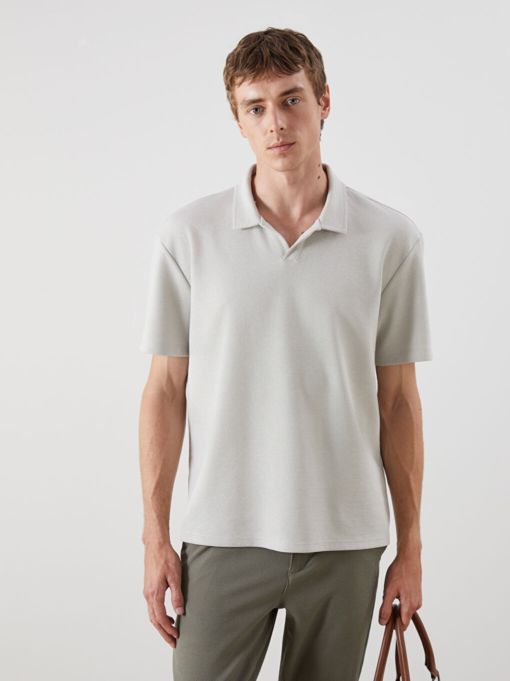 Bej Polo Yaka Pike Erkek Tişört