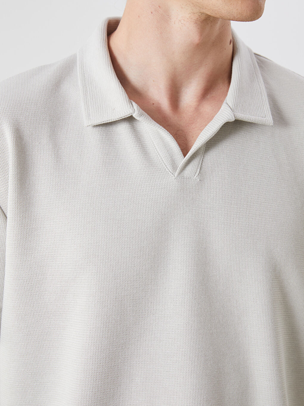 Bej Polo Yaka Pike Erkek Tişört-2