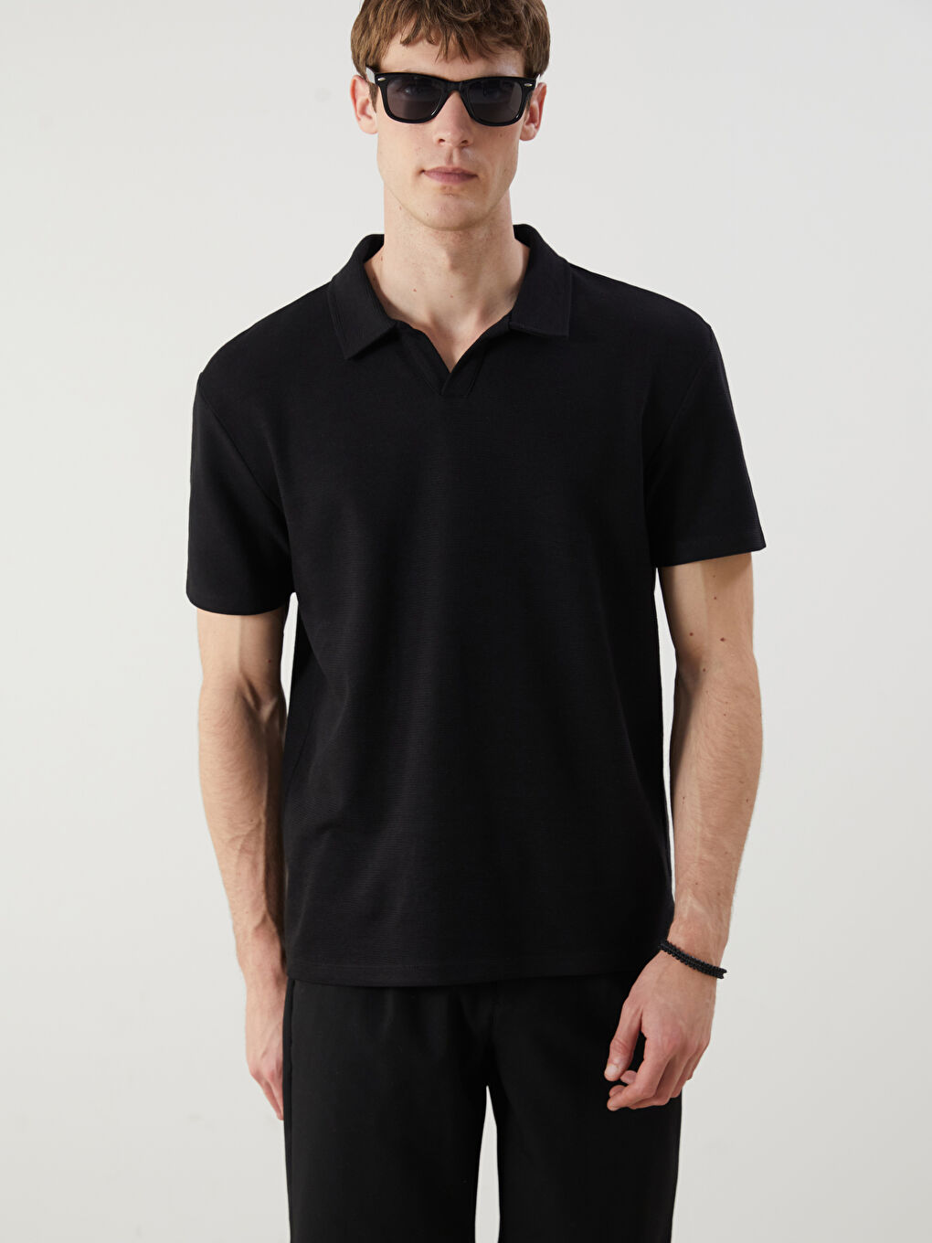 Siyah Polo Yaka Pike Erkek Tişört