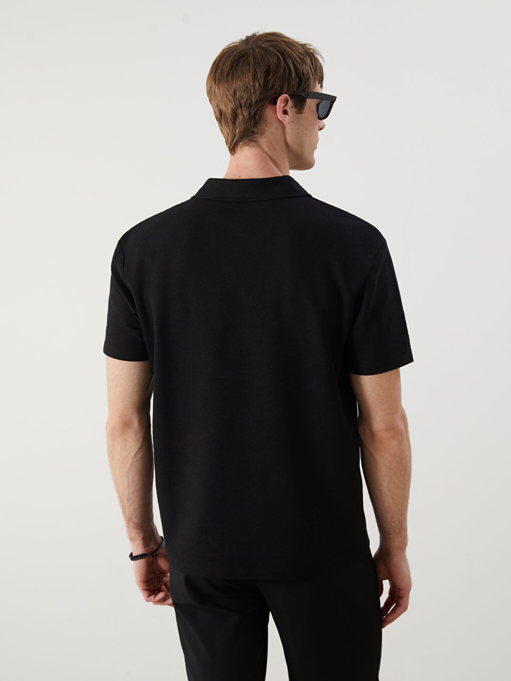Siyah Polo Yaka Pike Erkek Tişört-3