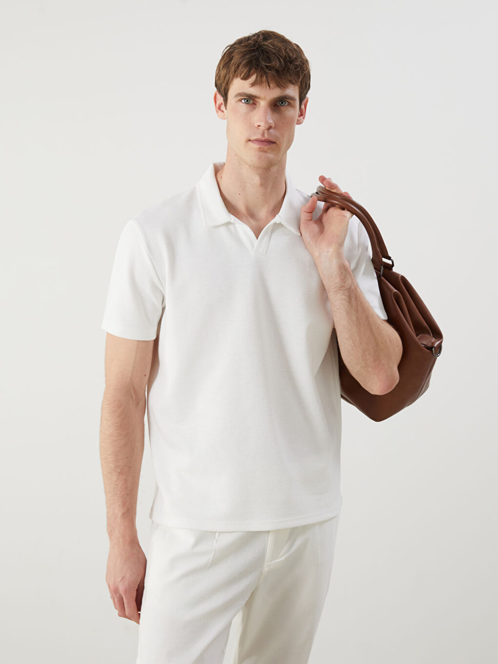 Ekru Polo Yaka Pike Erkek Tişört