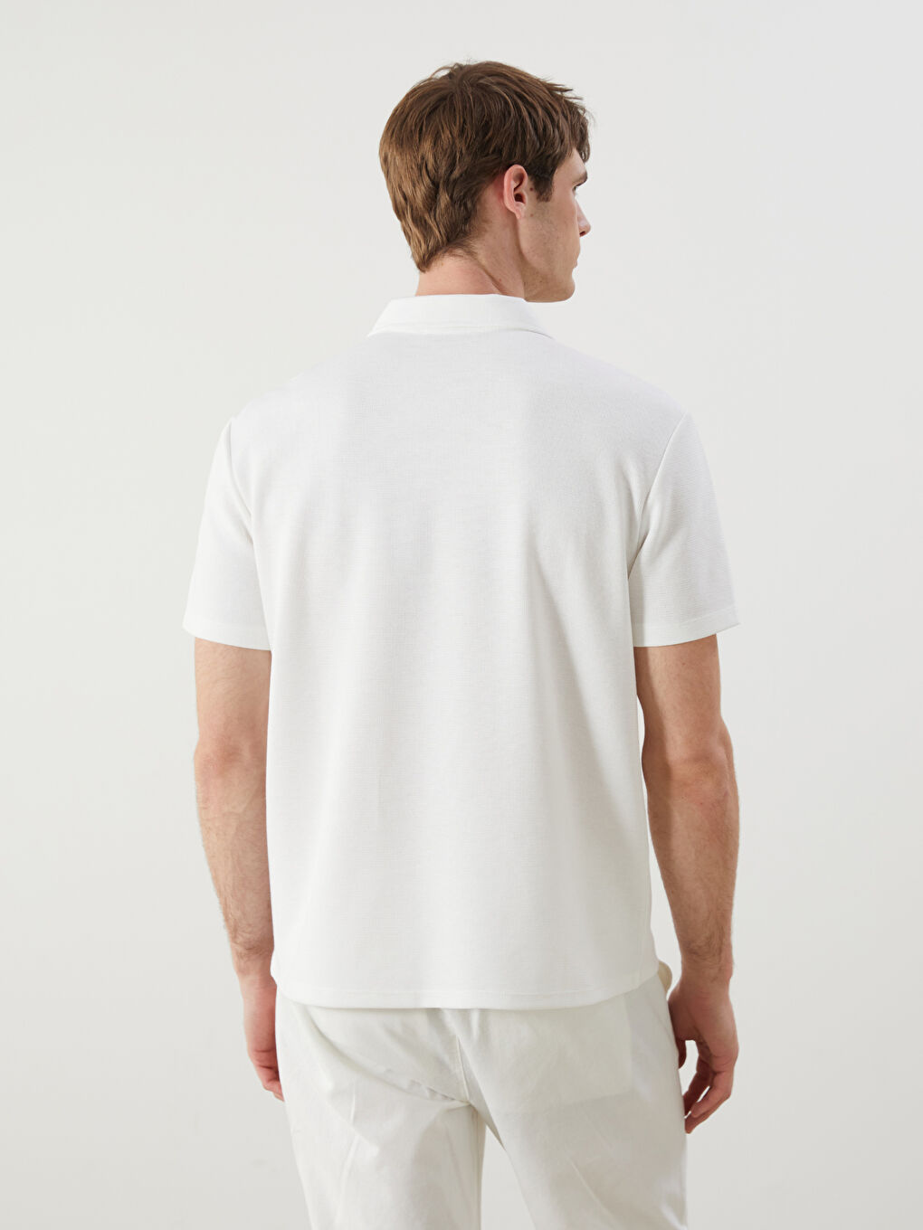 Ekru Polo Yaka Pike Erkek Tişört-3