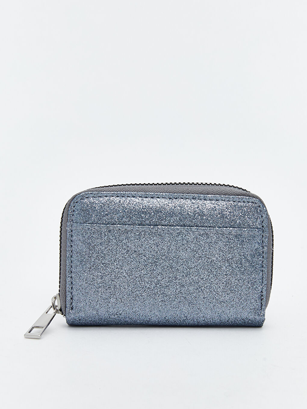 Gri Simli Deri Görünümlü Kadın Cüzdan