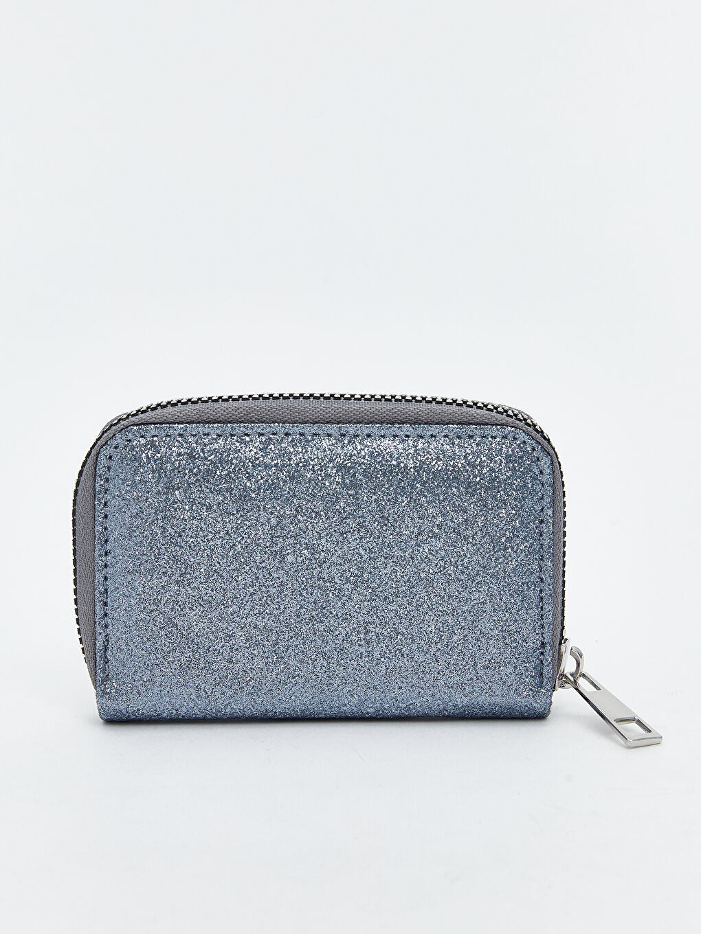 Gri Simli Deri Görünümlü Kadın Cüzdan-1