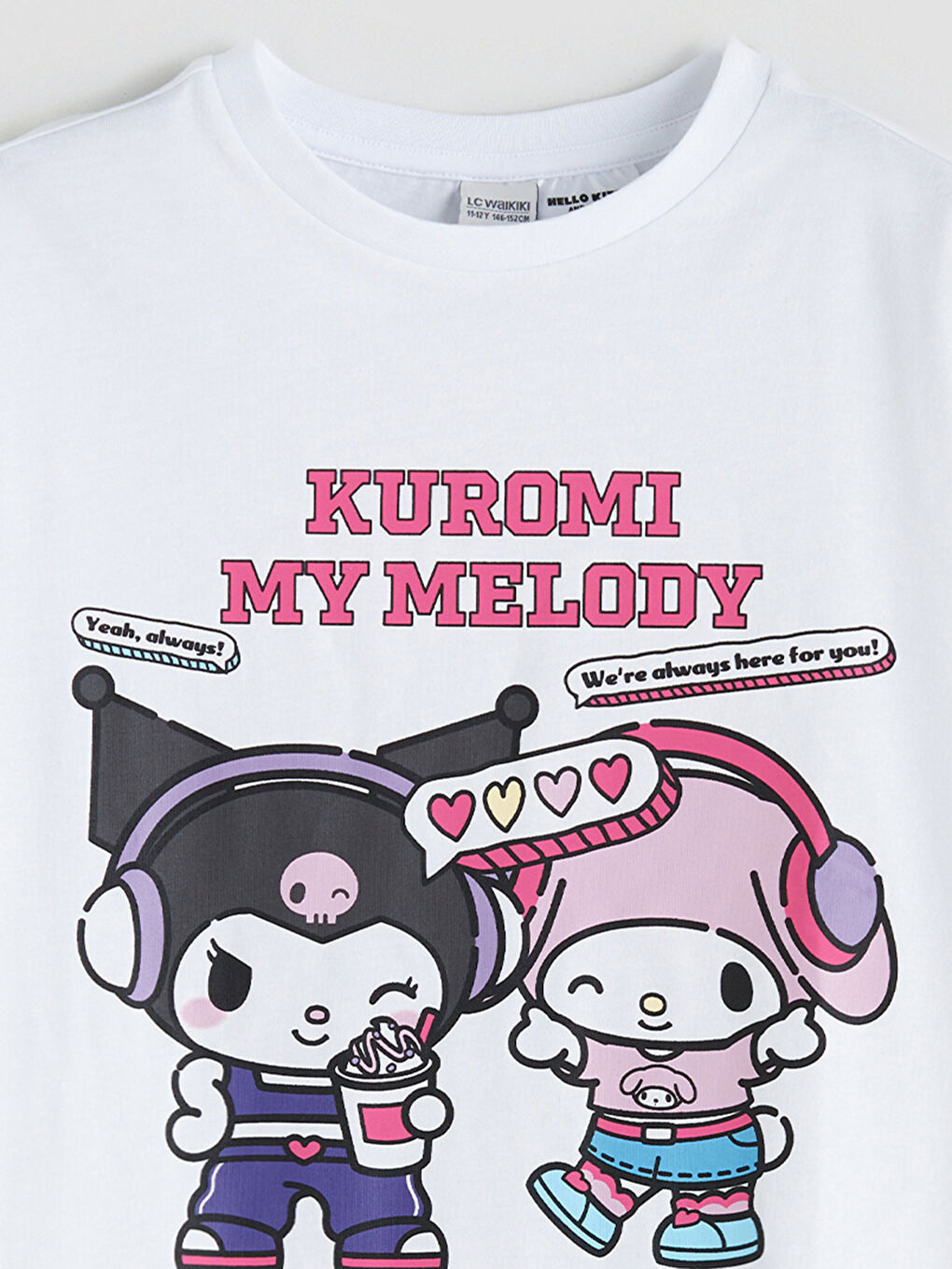 Футболка с круглым вырезом и принтом Kuromi для девочек-4