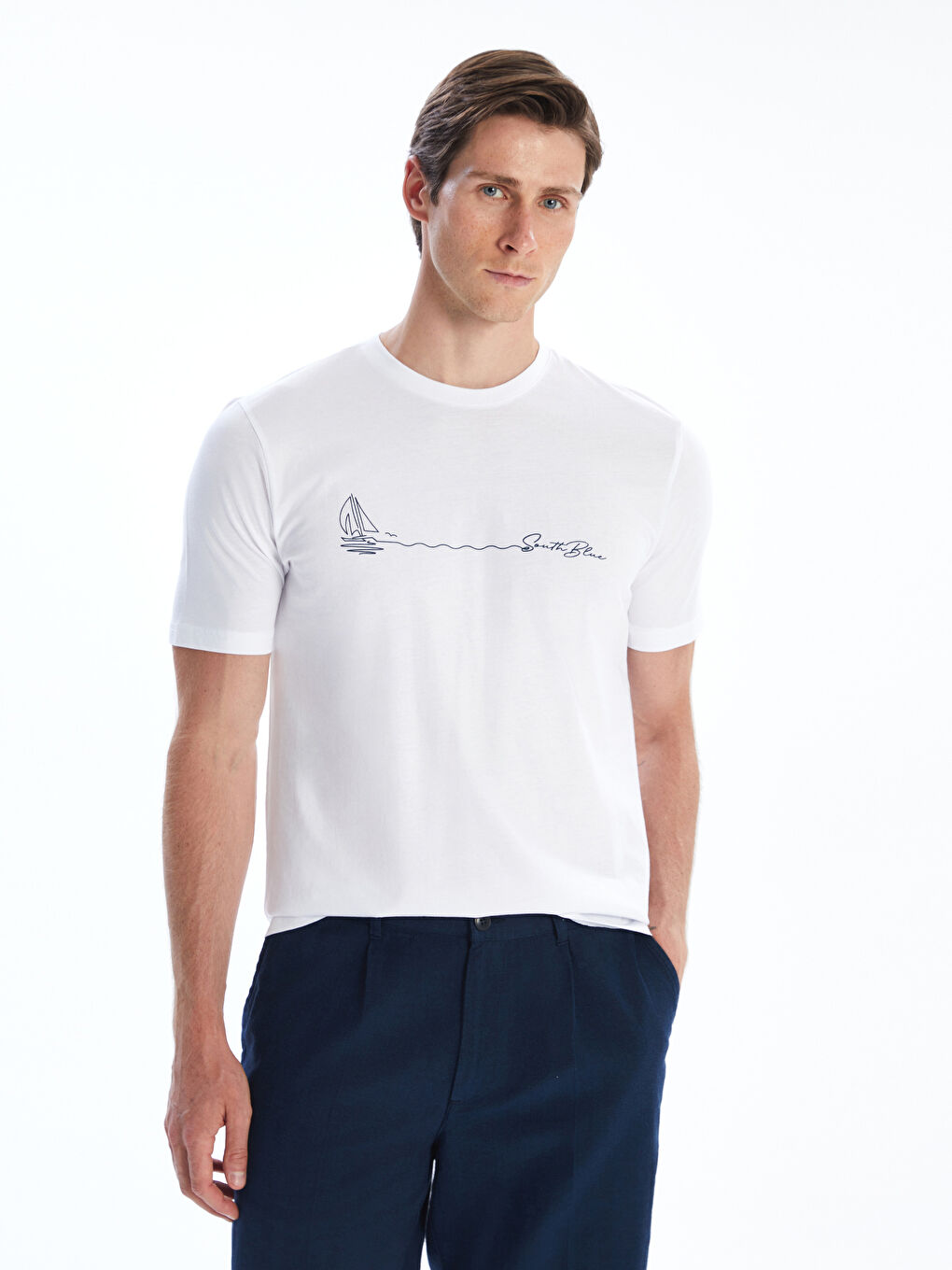 SOUTHBLUE Crew Neck Printed Jersey Men's T-Shirt -S5R651Z8-Q6K