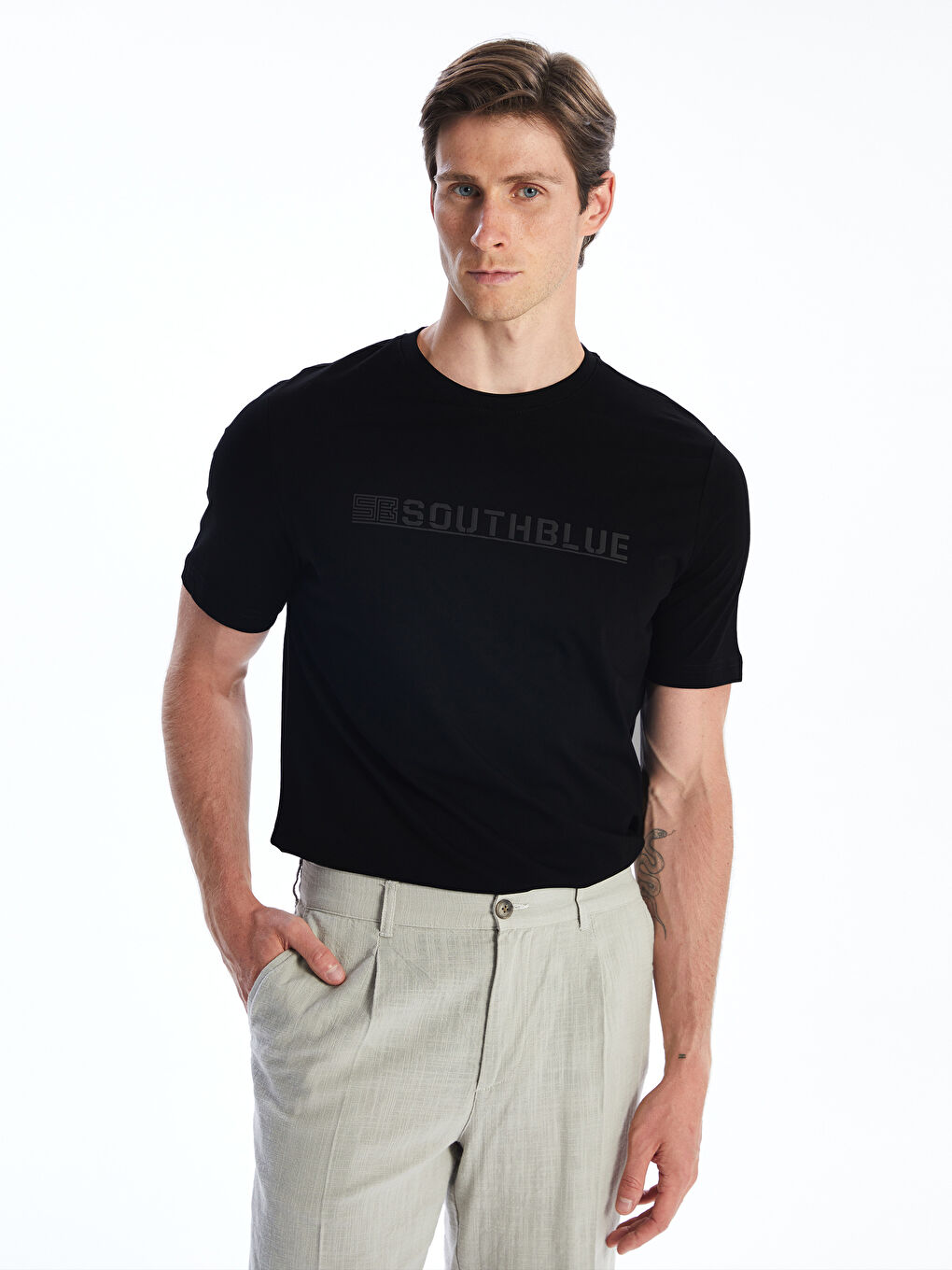SOUTHBLUE Crew Neck Printed Jersey Men's T-Shirt -S5R653Z8-CVL