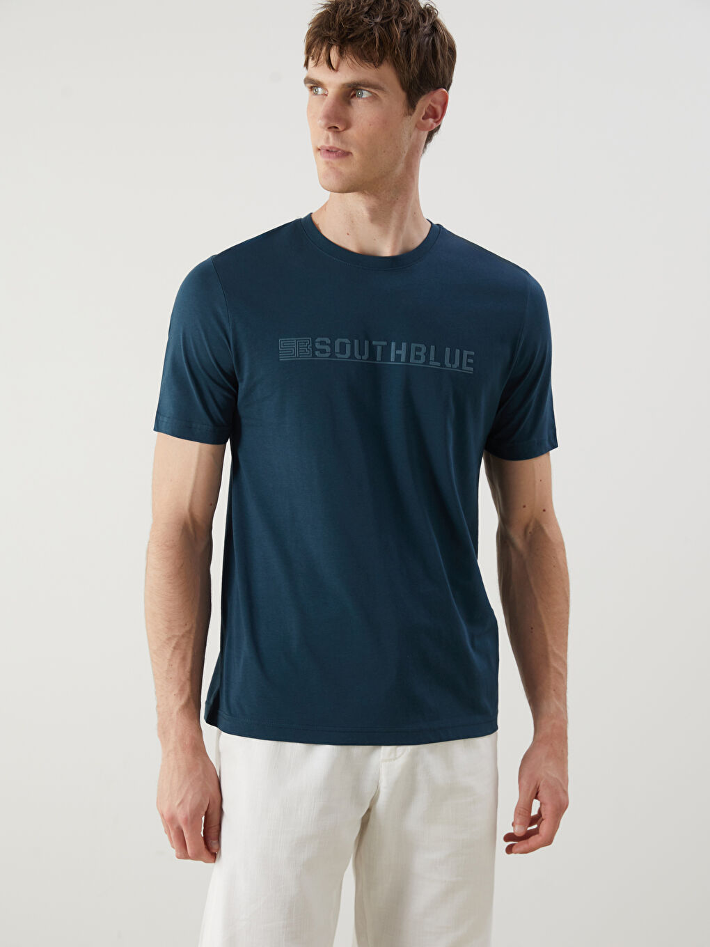 SOUTHBLUE Crew Neck Printed Jersey Men's T-Shirt -S5R653Z8-QT0