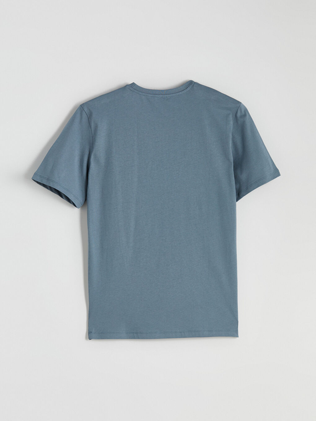 İndigo Bisiklet Yaka Baskılı Penye Erkek Tişört-5