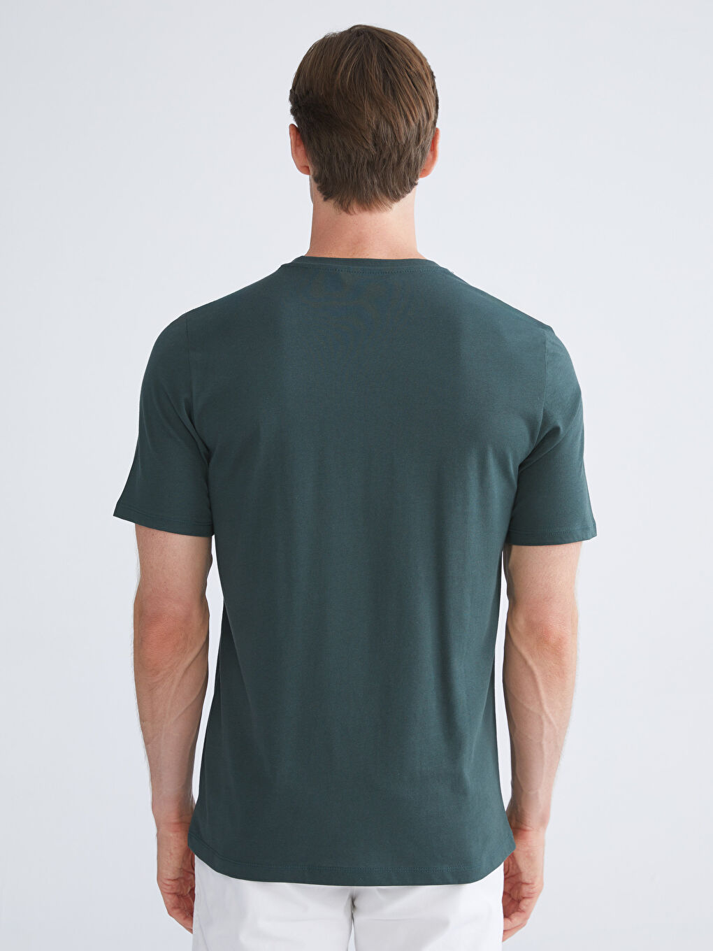 Yeşil Bisiklet Yaka Baskılı Penye Erkek Tişört-3