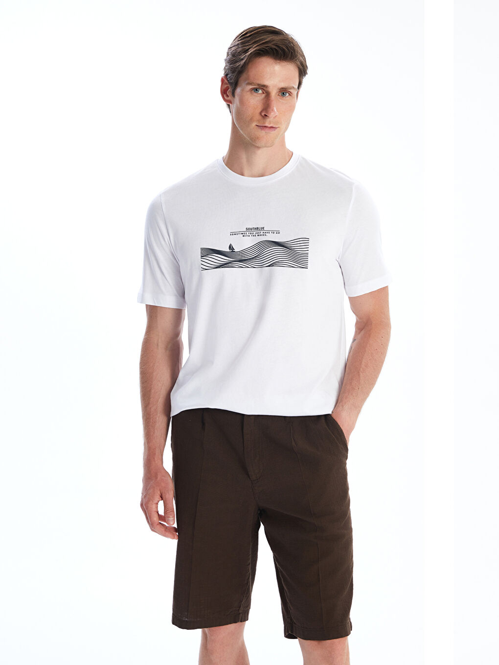 SOUTHBLUE Crew Neck Printed Jersey Men's T-Shirt -S5R654Z8-Q6K