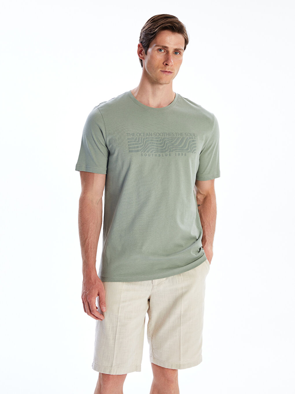 SOUTHBLUE Crew Neck Printed Jersey Men's T-Shirt -S5R656Z8-YVQ