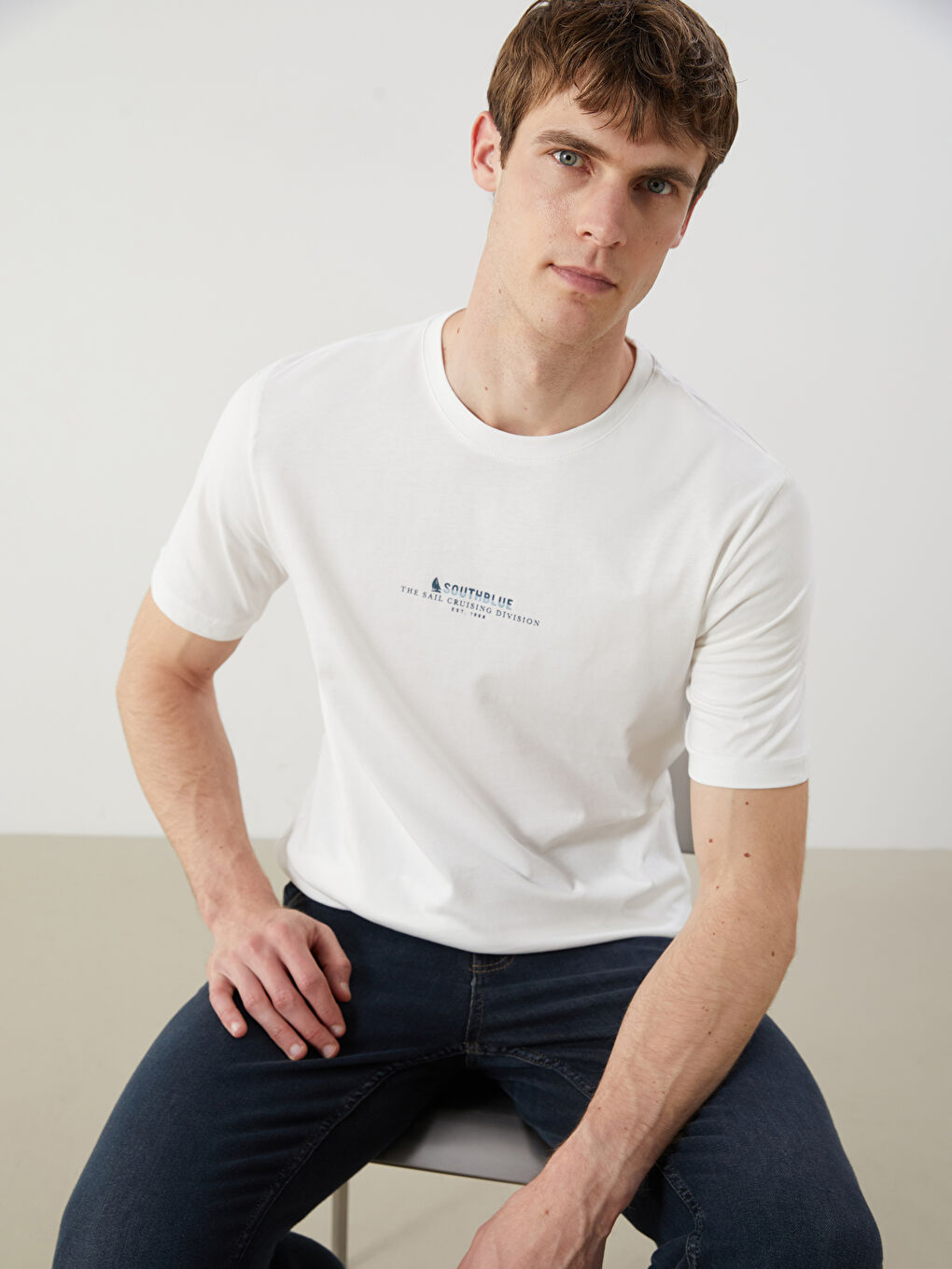 SOUTHBLUE Crew Neck Printed Jersey Men's T-Shirt -S5R658Z8-R9J
