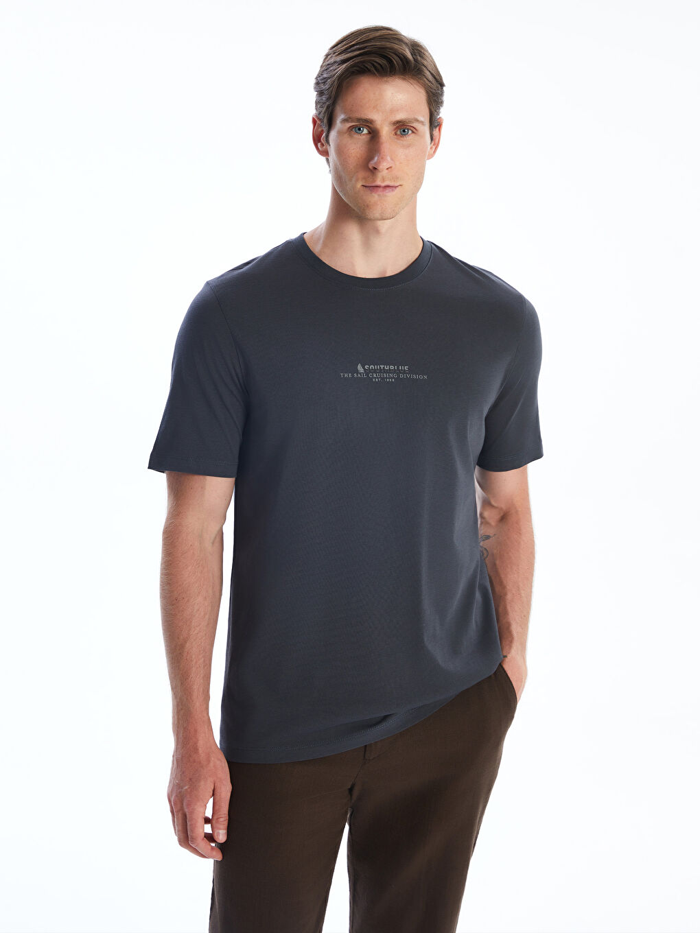 SOUTHBLUE Crew Neck Printed Jersey Men's T-Shirt -S5R658Z8-YKZ