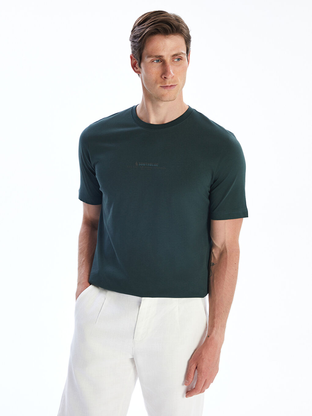 SOUTHBLUE Crew Neck Printed Jersey Men's T-Shirt -S5R658Z8-ZDJ