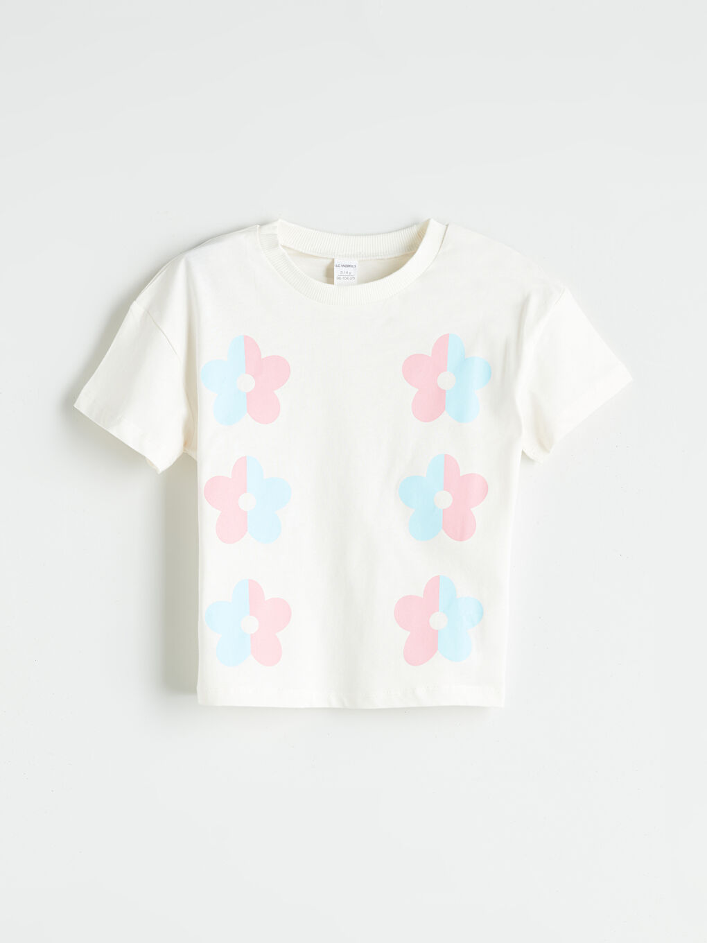 Crew Neck Floral Girls' T-Shirt 2 Pack -S5R666Z1-FES
