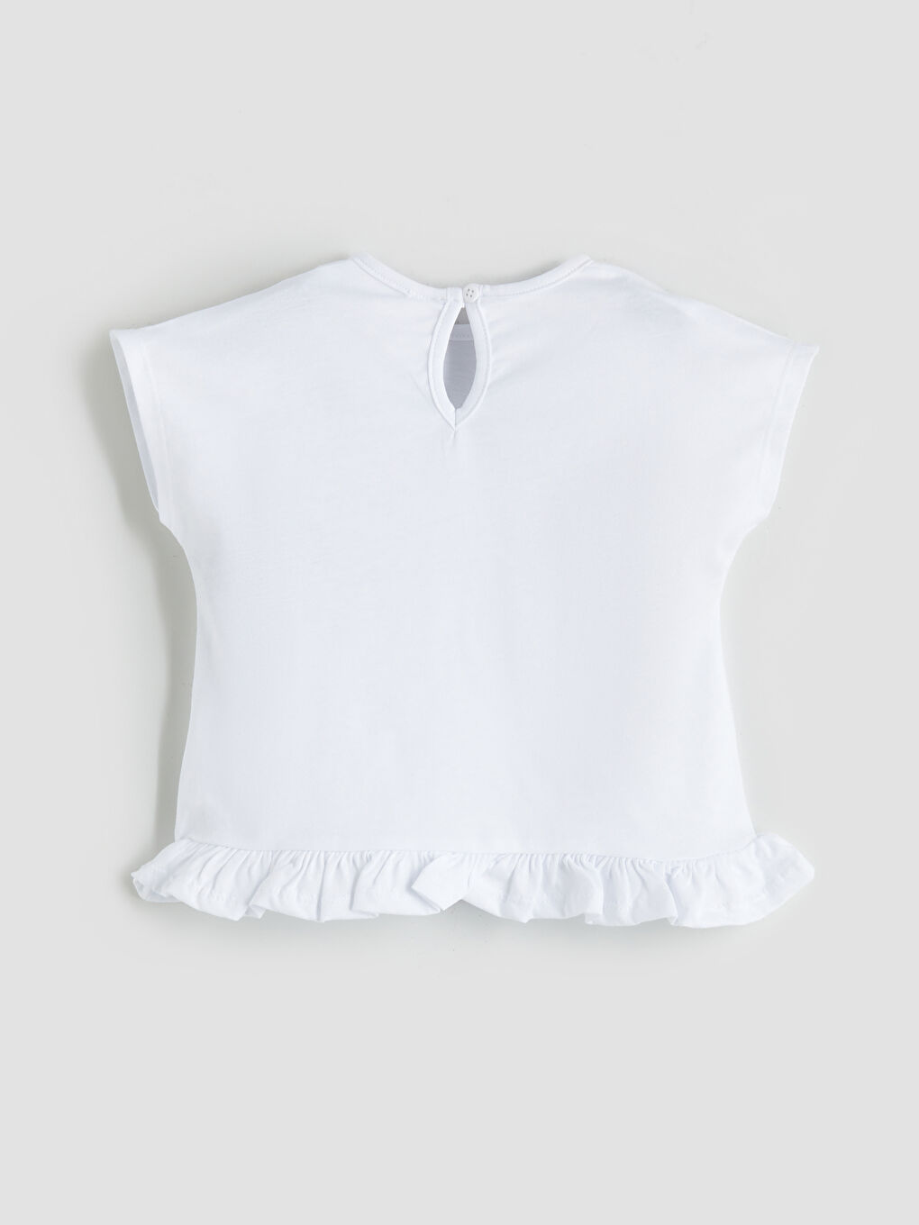 Ekru Bisiklet Yaka Fiyonk Baskılı Kız Bebek Bluz-1