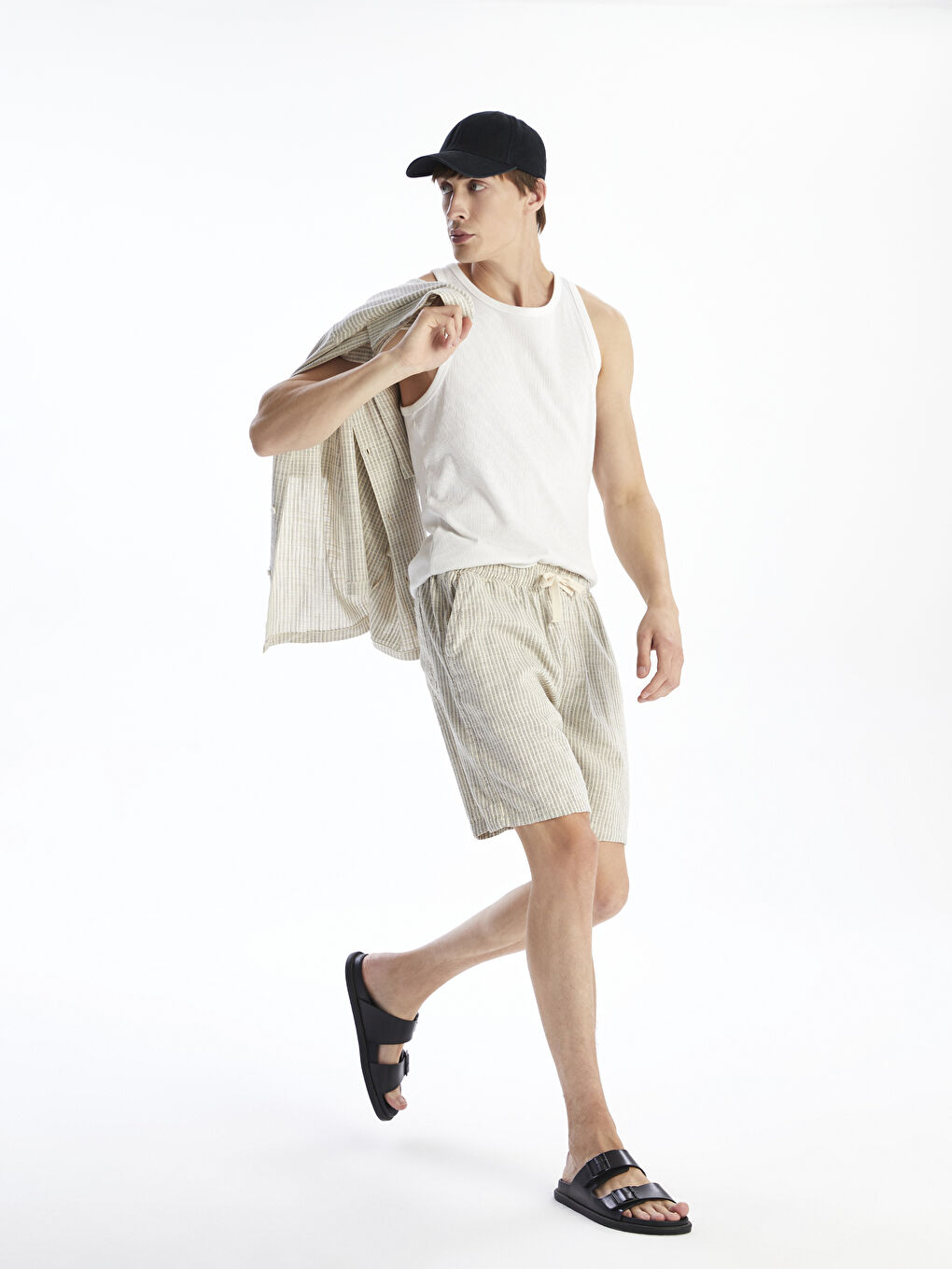 XSIDE Relaxed Fit Linen Look Men's Shorts -S5R708Z8-LFY