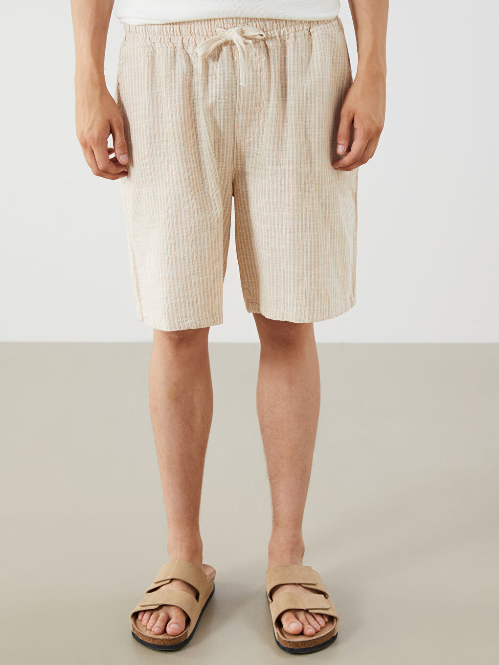 XSIDE Relaxed Fit Linen Look Men's Shorts -S5R708Z8-LE8
