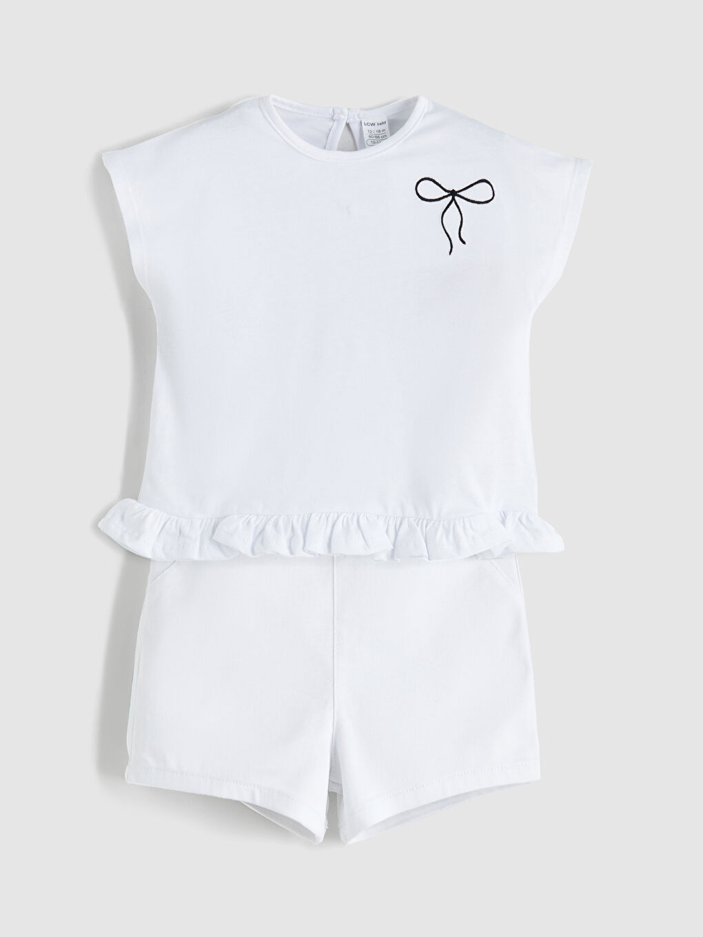 LCW baby Ribbon Detailed Baby Girls' Blouse and Shorts 2 Pack -S5R710Z1-FDU
