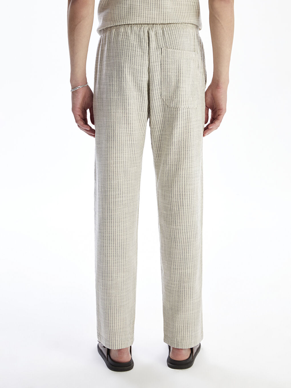 Relaxed Fit Linen Look Men's Trousers-3