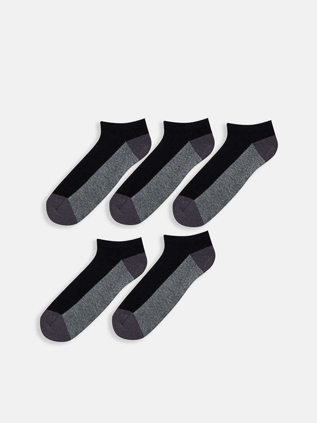 Siyah Renk Bloklu Erkek Patik Çorap 5'li