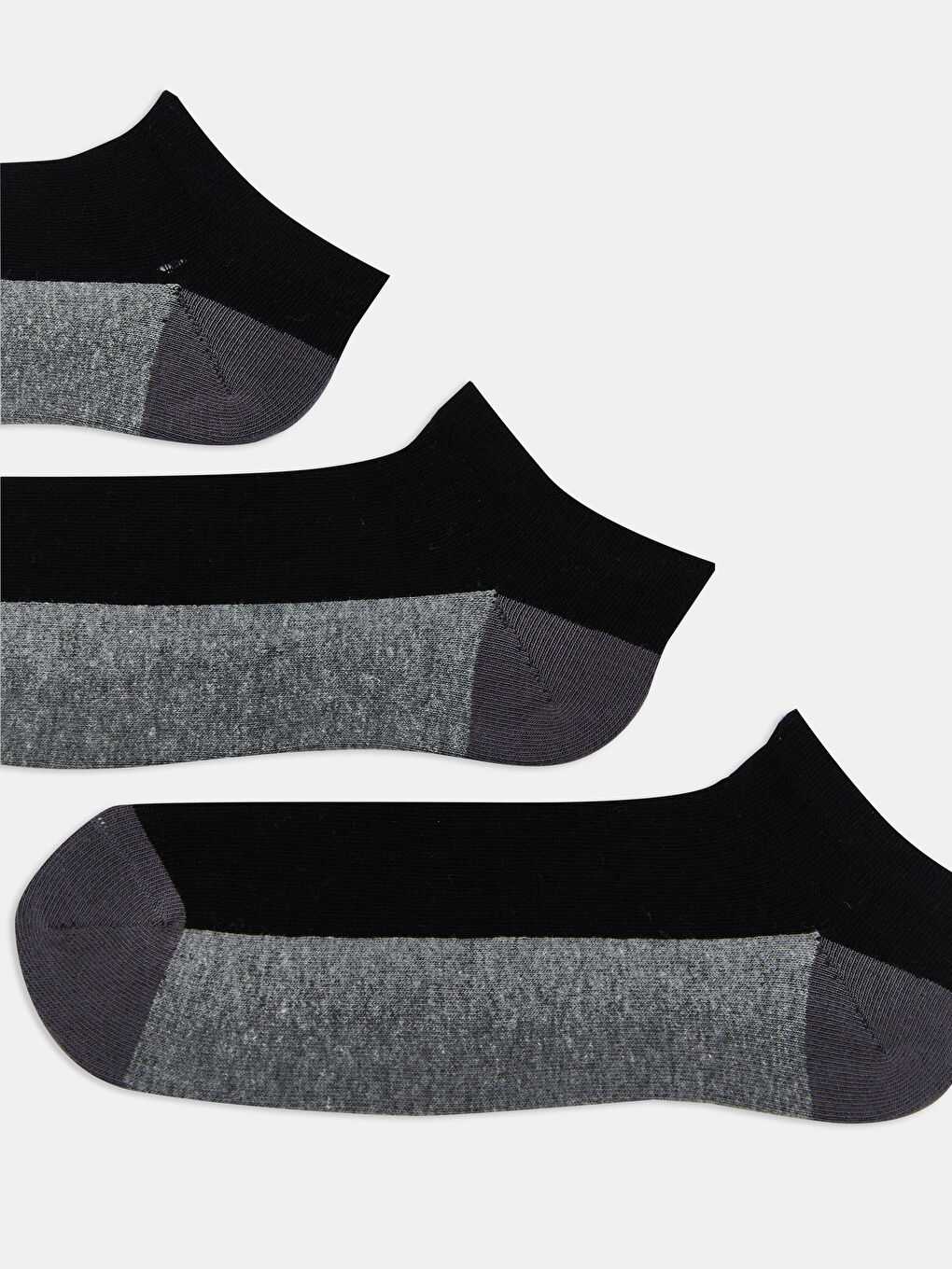 Siyah Renk Bloklu Erkek Patik Çorap 5'li-1