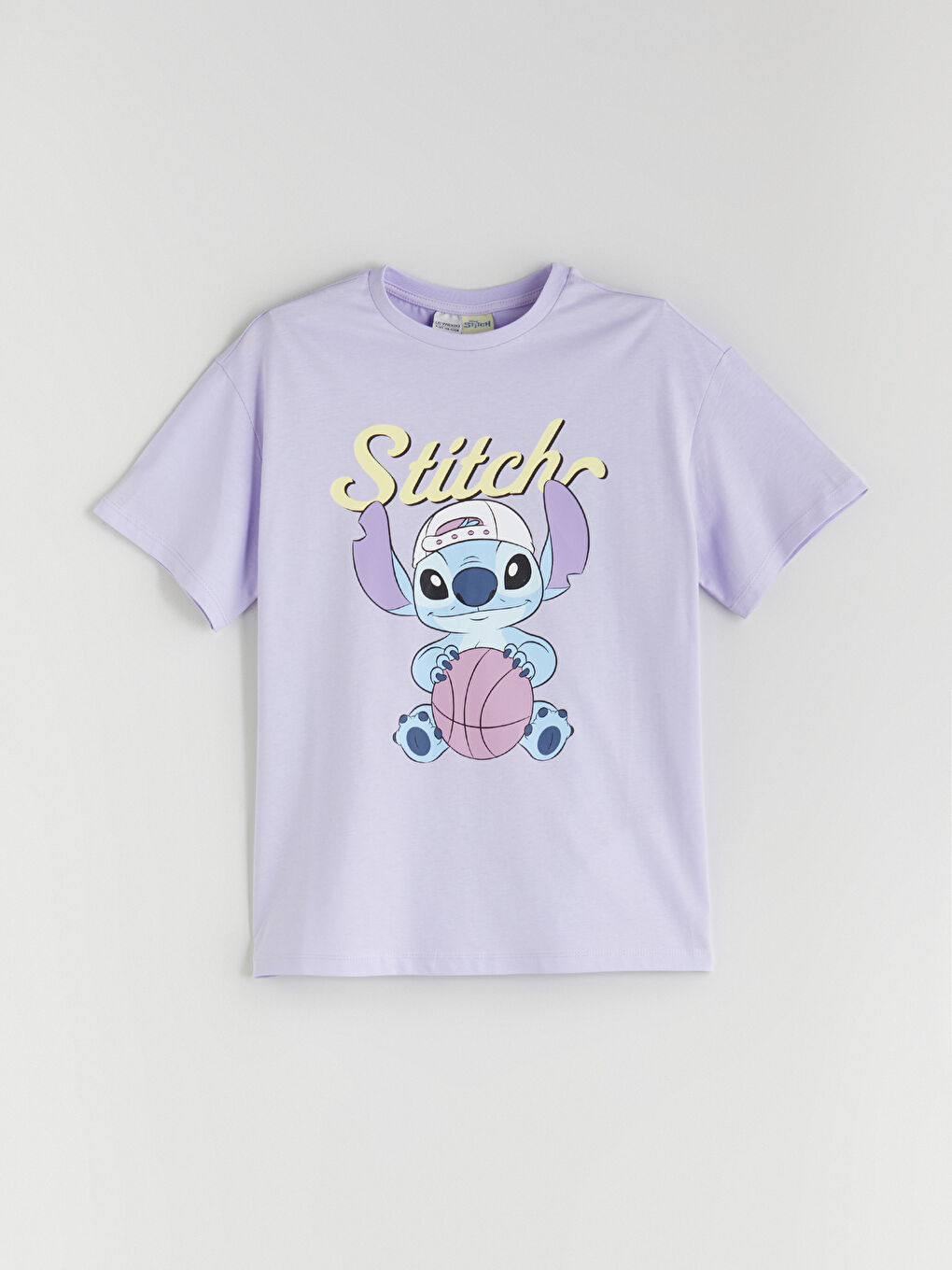 تي شيرت للبنات بياقة دائرية وطبعة Stitch -S5R733Z4-VZE