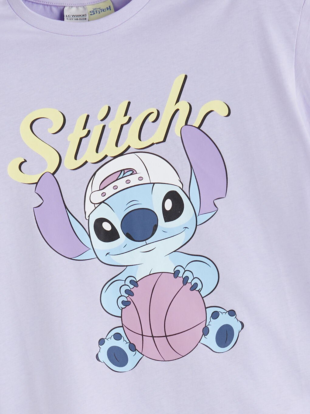 تي شيرت للبنات بياقة دائرية وطبعة Stitch -S5R733Z4-VZE