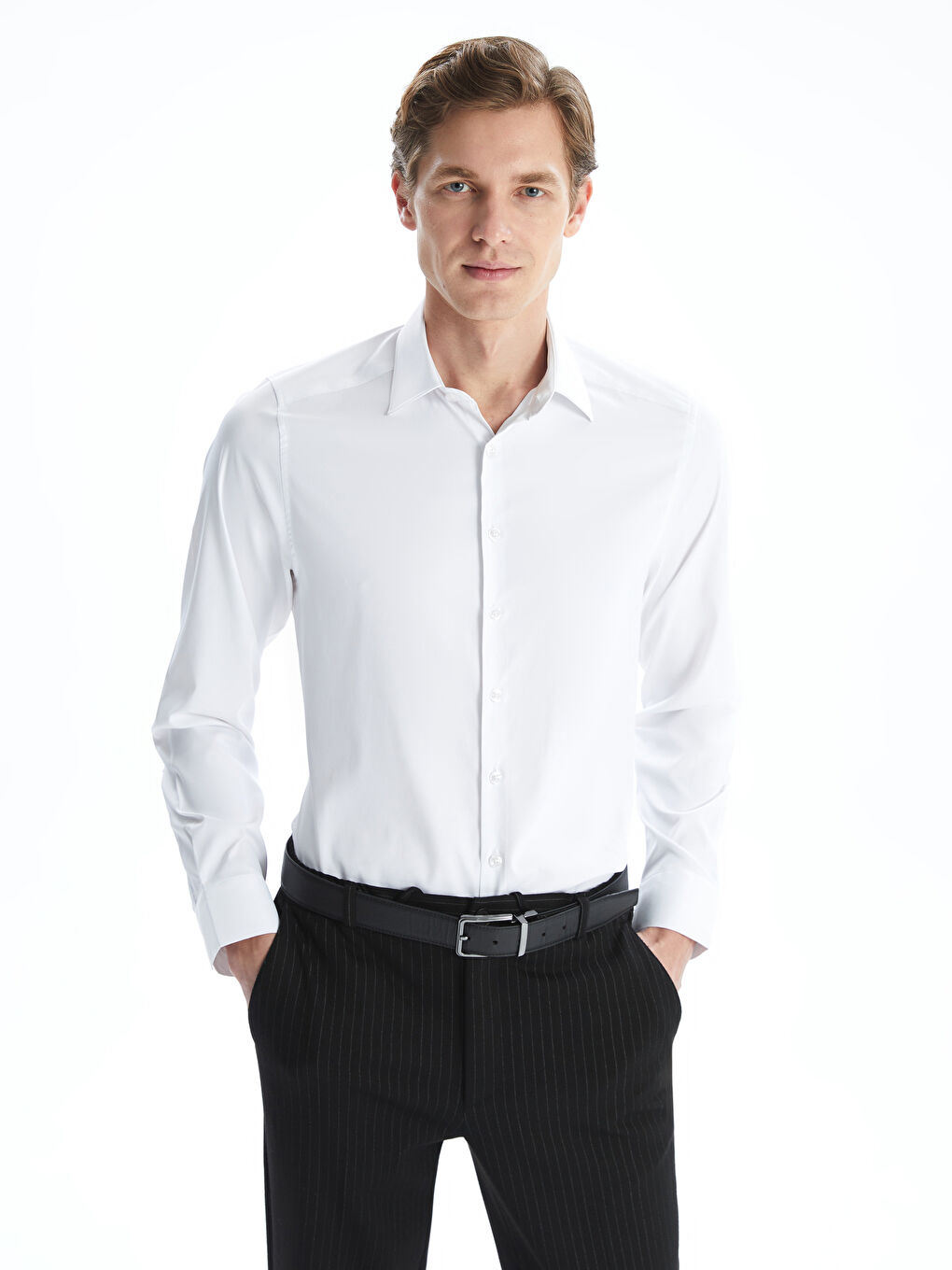 Beyaz Slim Fit Uzun Kollu Erkek Gömlek