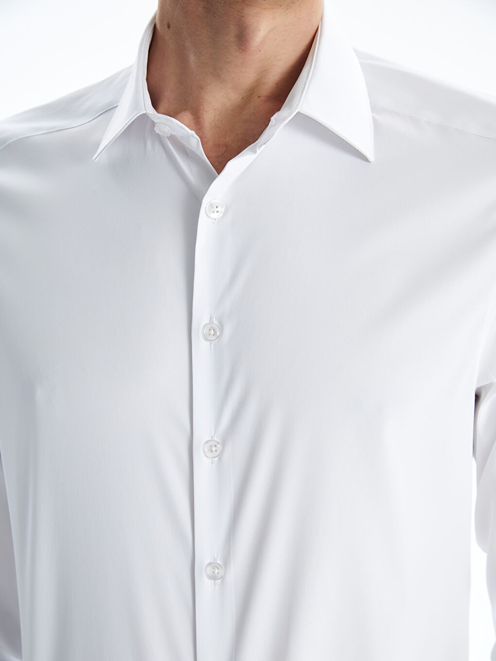 Beyaz Slim Fit Uzun Kollu Erkek Gömlek-5