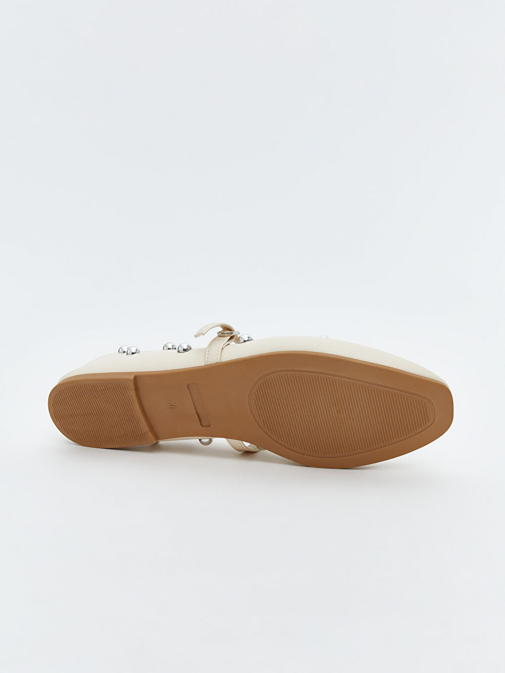 Ekru Deri Görünümlü Kadın Babet Ayakkabı-3