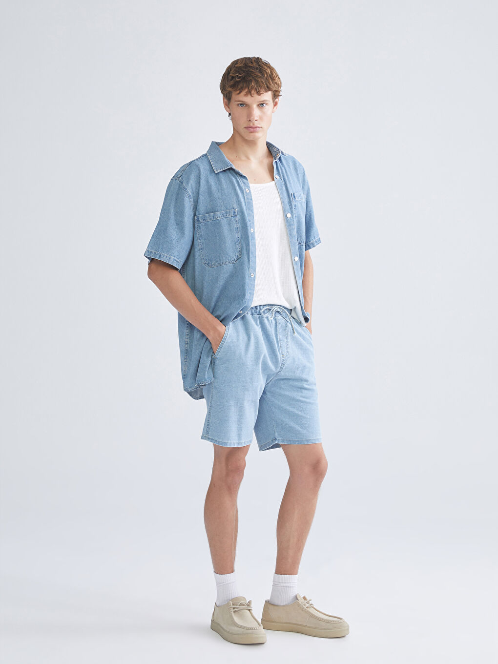 LCW Jeans شۆرتی جینزی فیتی ڕاحەتی بۆ پیاوان -S5R757Z8-311