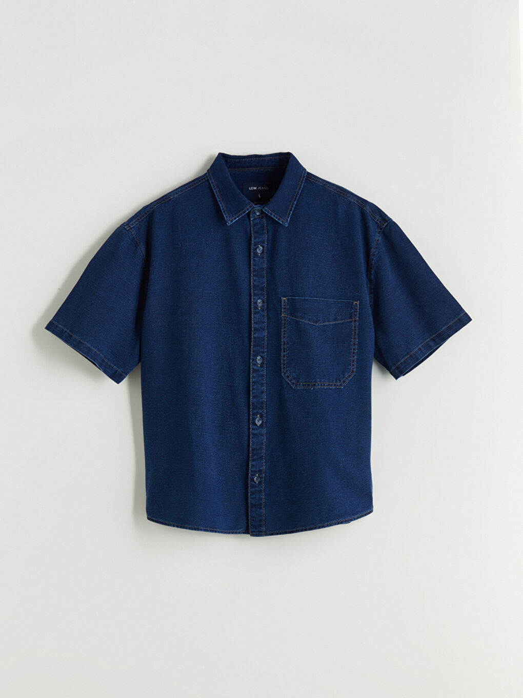 İndigo Regular Fit Kısa Kollu Erkek Jean Gömlek-4