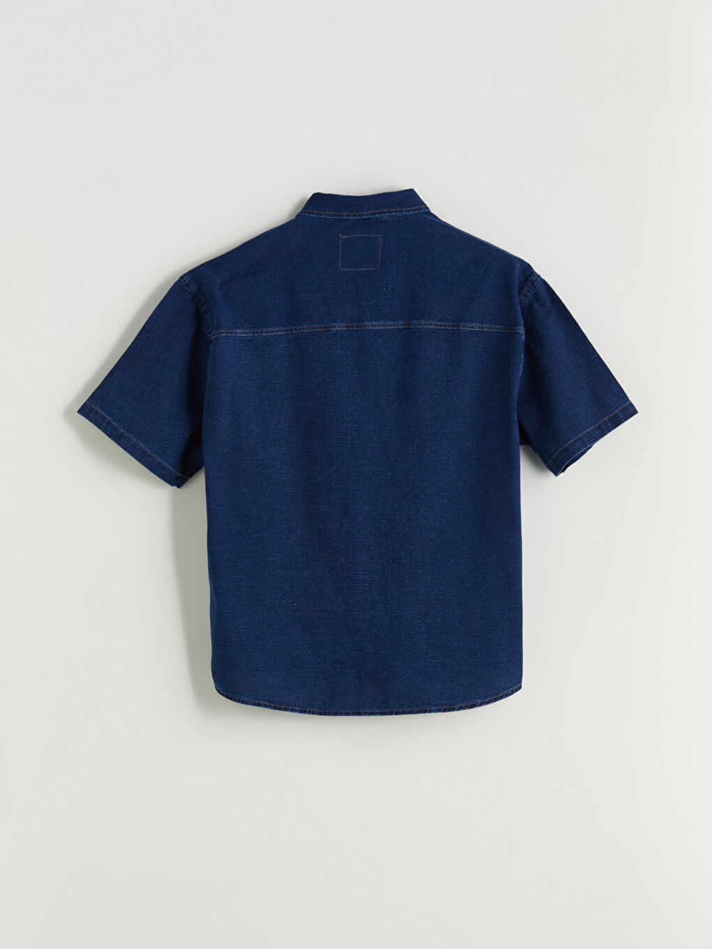 İndigo Regular Fit Kısa Kollu Erkek Jean Gömlek-5