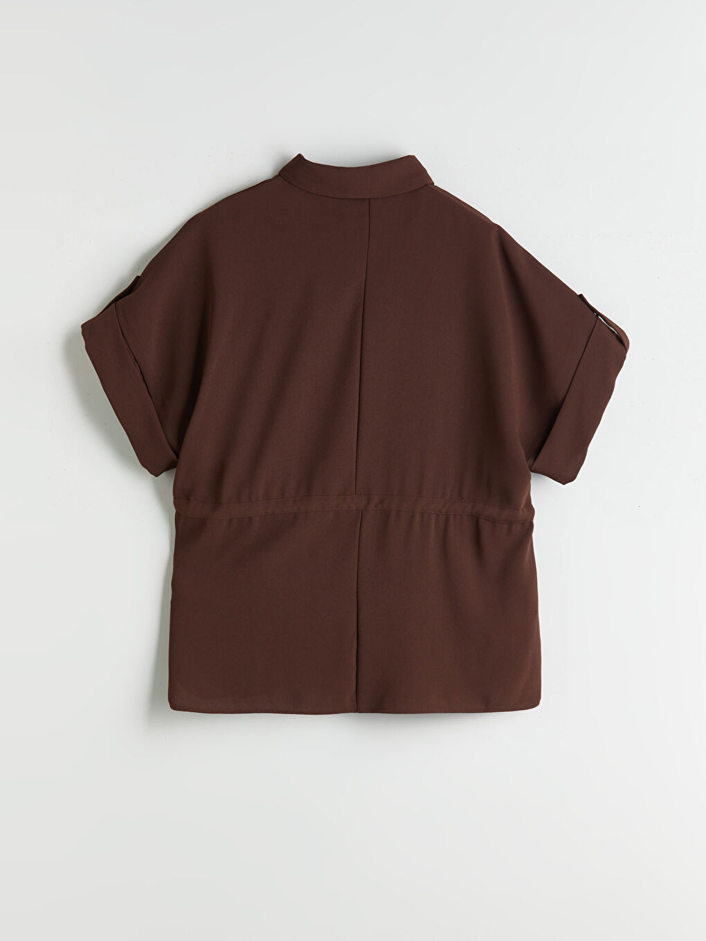 Kahverengi Büzgülü Kadın Gömlek-9