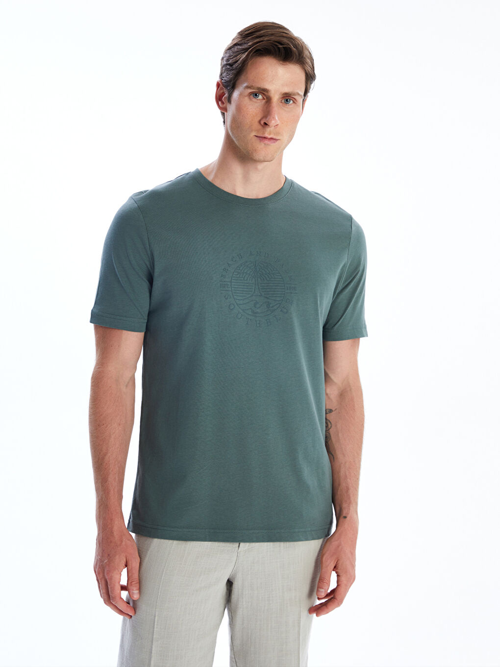 SOUTHBLUE Crew Neck Printed Jersey Men's T-Shirt -S5R790Z8-H9D